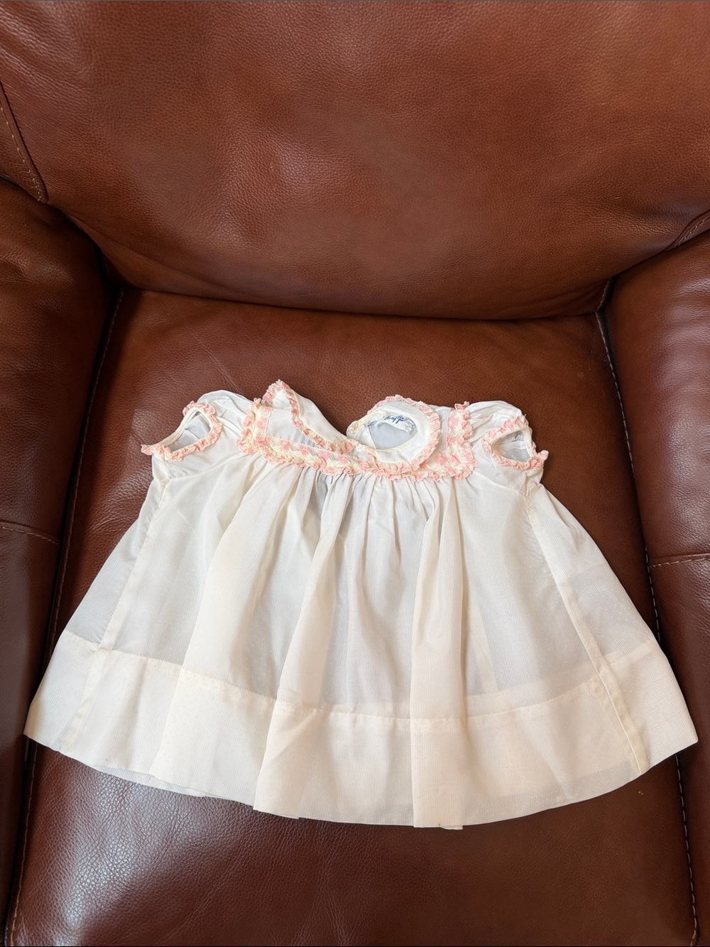 1950’s Classic White Toddler Dress Top with Pink Trim